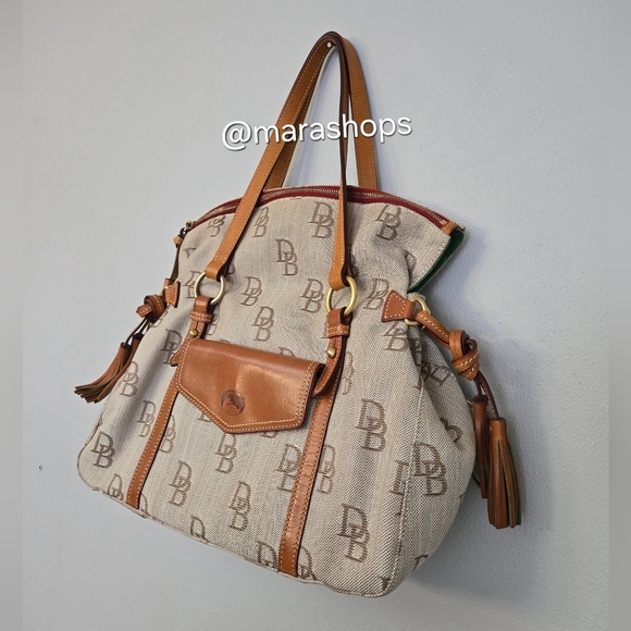Dooney Bourke Smith Bag Canvas DB Logo Florentine Tote - Picture 3 of 8